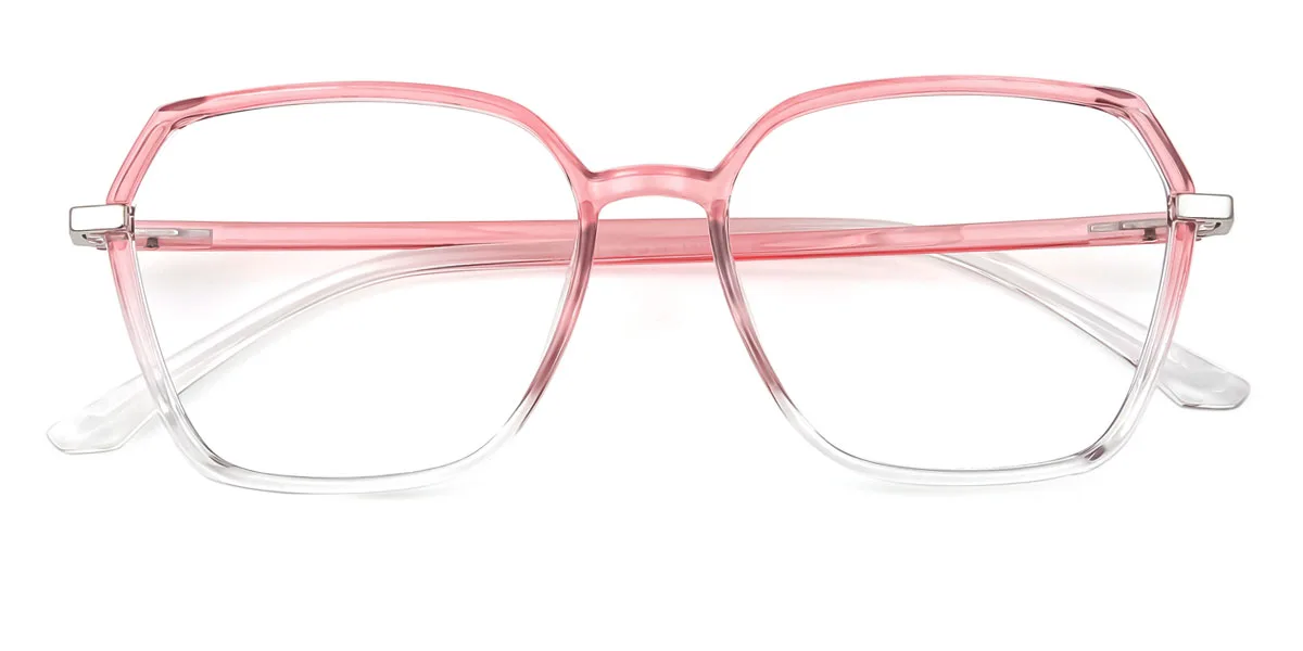 Pink Geometric Irregular Simple Classic Retro Super Light Eyeglasses | WhereLight