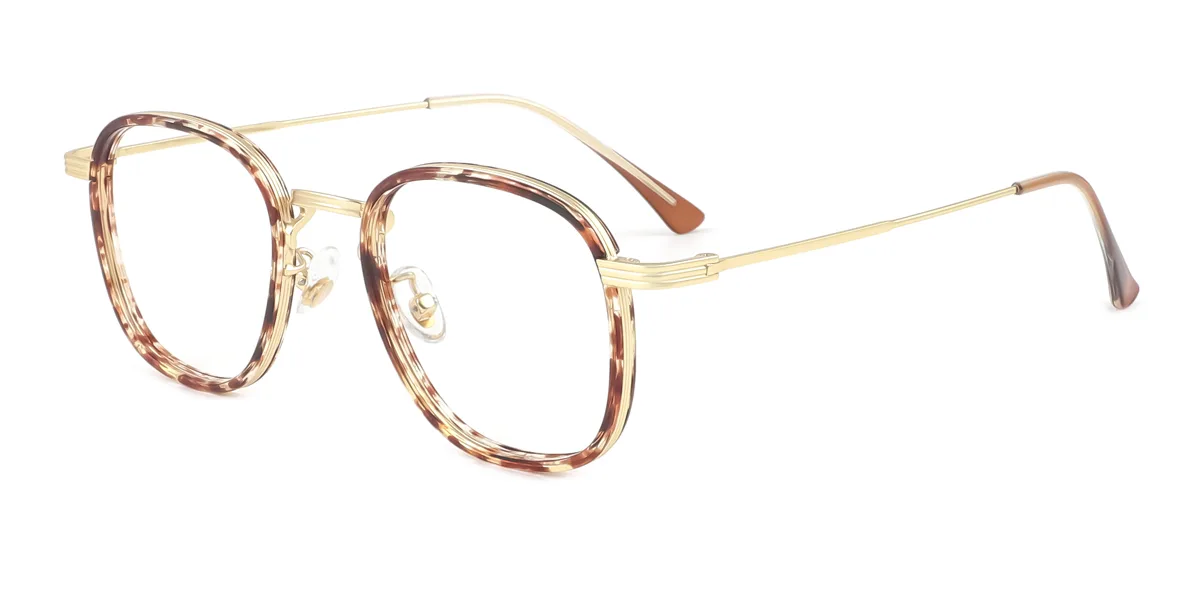 Tortoiseshell Rectangle Oval Simple Retro Super Light Eyeglasses | WhereLight