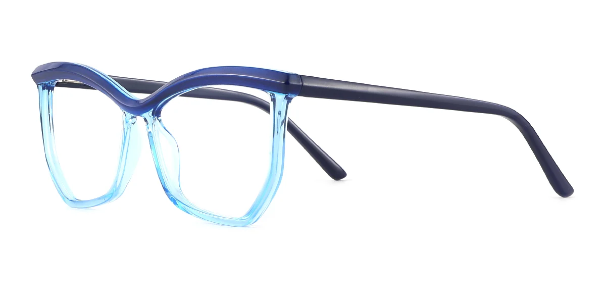 Blue Geometric Simple Classic Spring Hinges Custom Engraving Eyeglasses | WhereLight