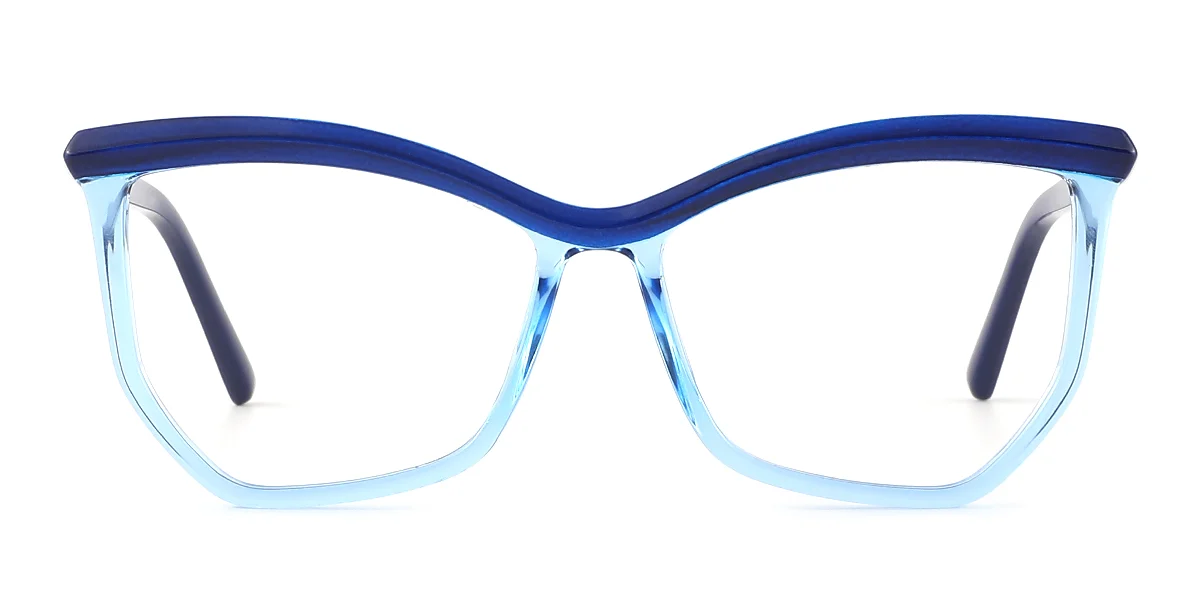 Blue Geometric Simple Classic Spring Hinges Custom Engraving Eyeglasses | WhereLight