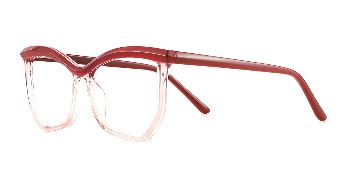 Red Geometric Simple Classic Spring Hinges Custom Engraving Eyeglasses | WhereLight
