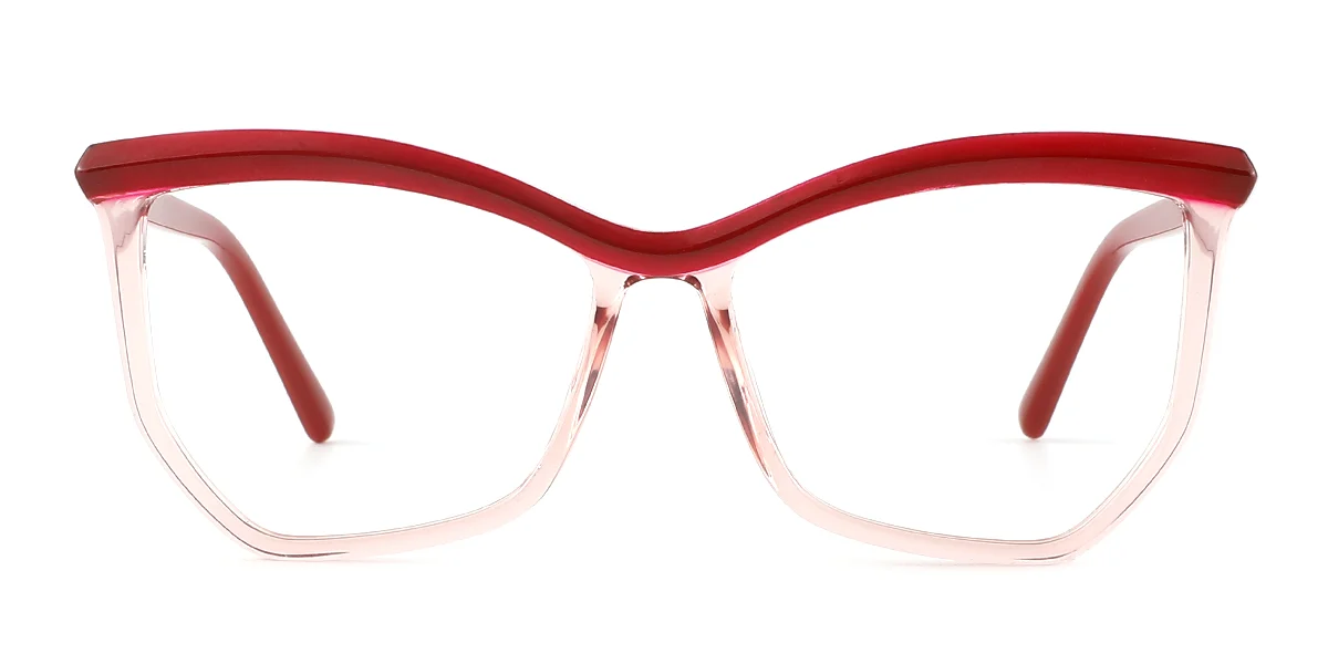 Red Geometric Simple Classic Spring Hinges Custom Engraving Eyeglasses | WhereLight