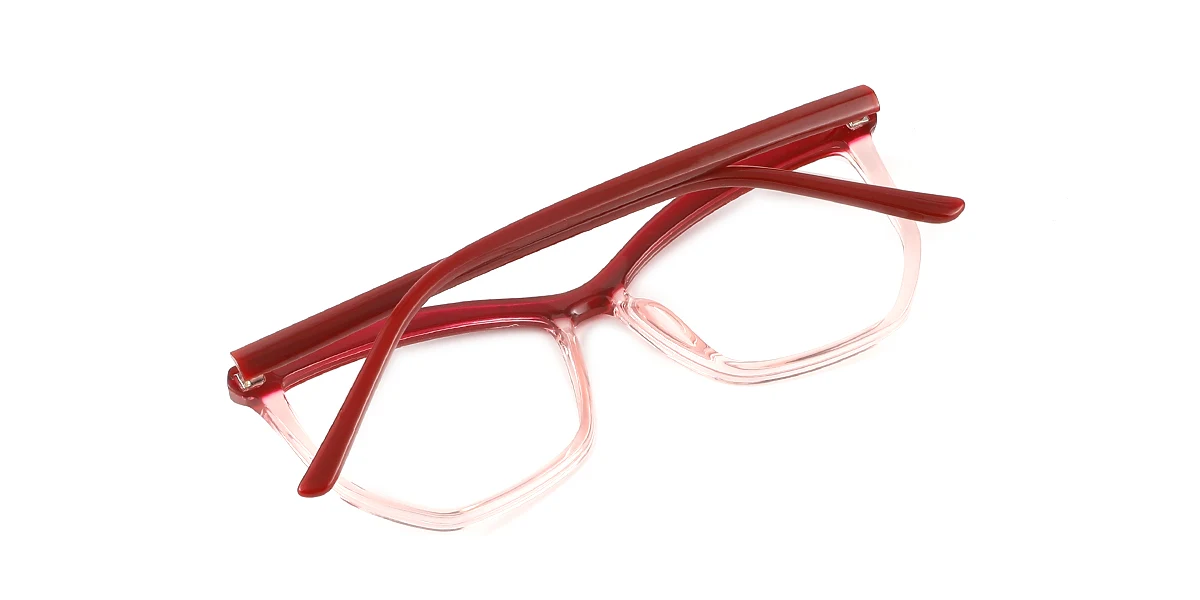 Red Geometric Simple Classic Spring Hinges Custom Engraving Eyeglasses | WhereLight
