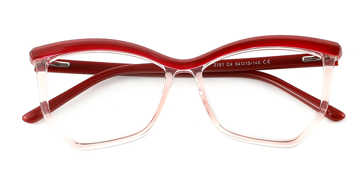 Red Geometric Simple Classic Spring Hinges Custom Engraving Eyeglasses | WhereLight