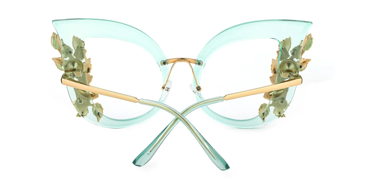 Blue Cateye Butterfly Unique Gorgeous Rhinestone Spring Hinges Custom Engraving Eyeglasses | WhereLight