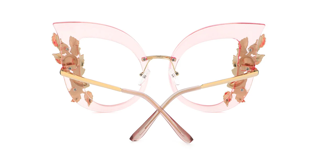 Pink Cateye Butterfly Unique Gorgeous Rhinestone Spring Hinges Custom Engraving Eyeglasses | WhereLight