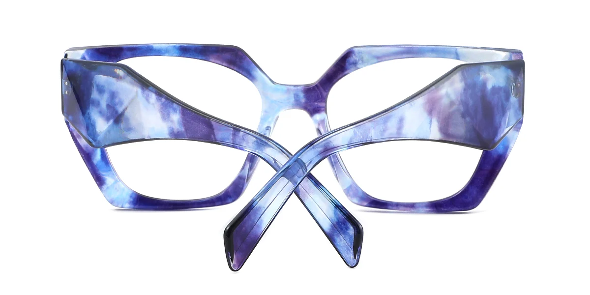 Blue Geometric Irregular Retro Custom Engraving Eyeglasses | WhereLight