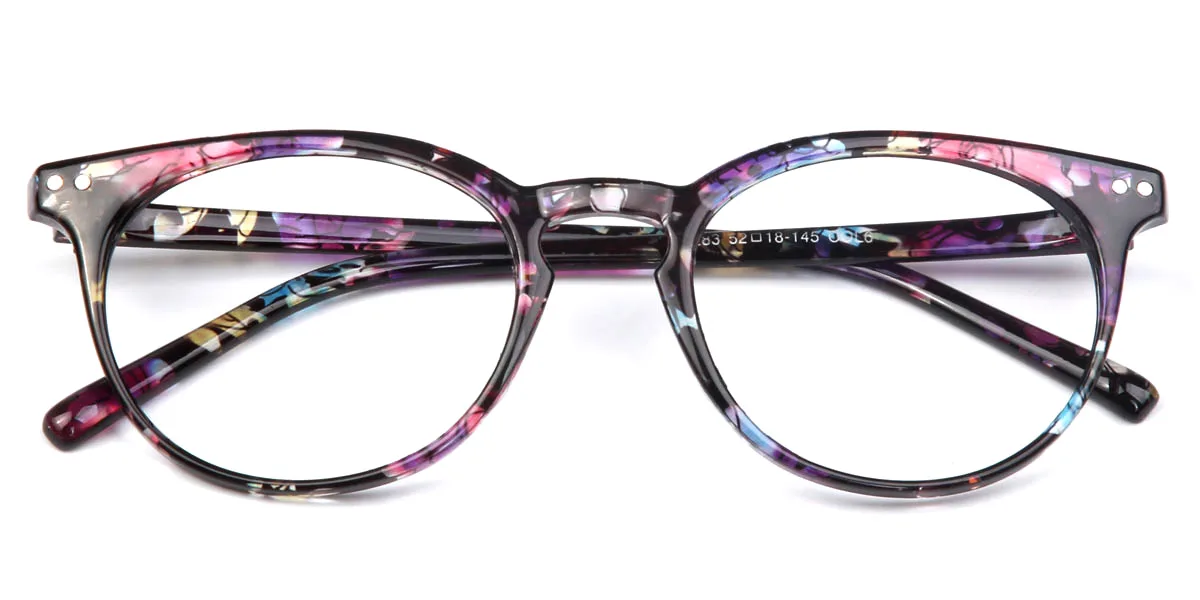 Floral Oval Classic Super Light Custom Engraving Eyeglasses | WhereLight