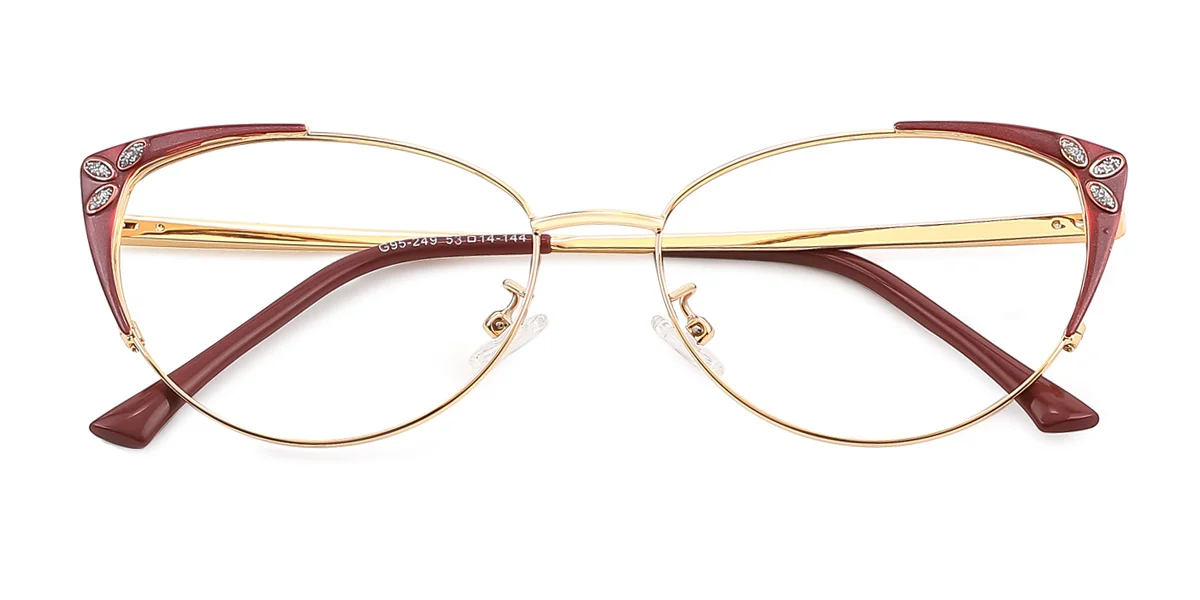 Red Cateye Unique Spring Hinges Eyeglasses WhereLight