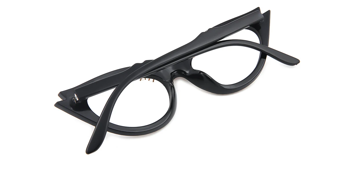 Black Cateye Oval Classic Unique Gorgeous Rhinestone Custom Engraving Eyeglasses | WhereLight