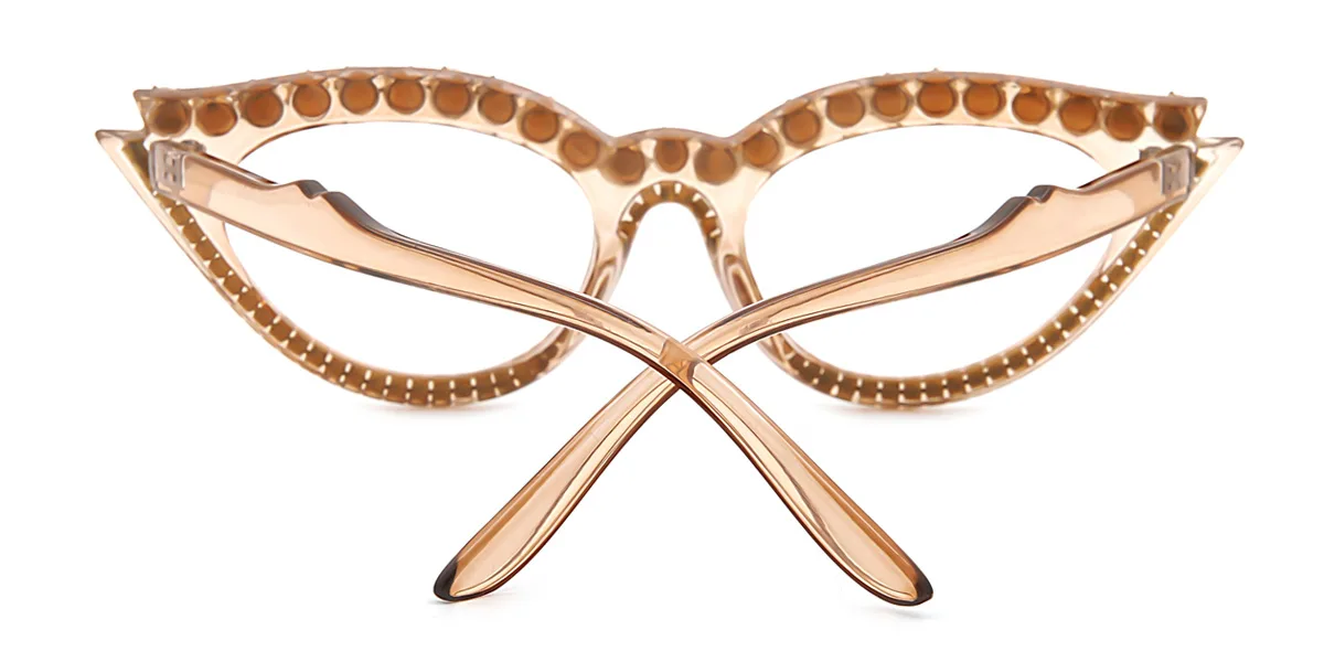Brown Cateye Oval Classic Unique Gorgeous Rhinestone Custom Engraving Eyeglasses | WhereLight