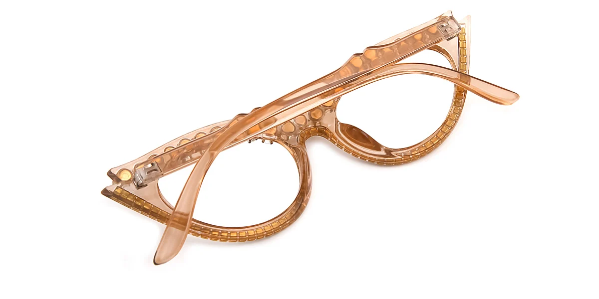 Brown Cateye Oval Classic Unique Gorgeous Rhinestone Custom Engraving Eyeglasses | WhereLight
