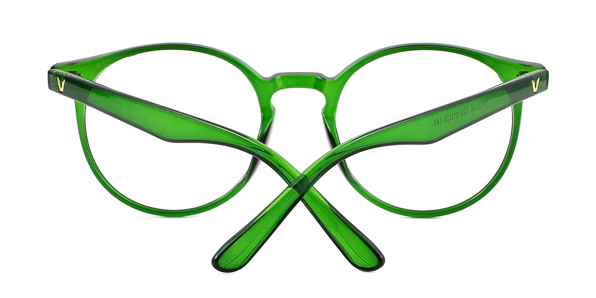 Green Round Simple Classic Retro Custom Engraving Eyeglasses WhereLight