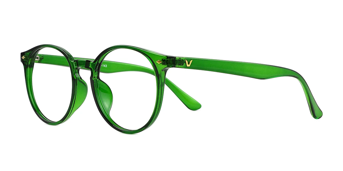 Green Round Simple Classic Retro Custom Engraving Eyeglasses WhereLight