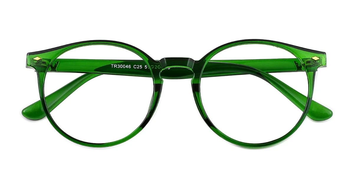 Green Round Simple Classic Retro Custom Engraving Eyeglasses WhereLight
