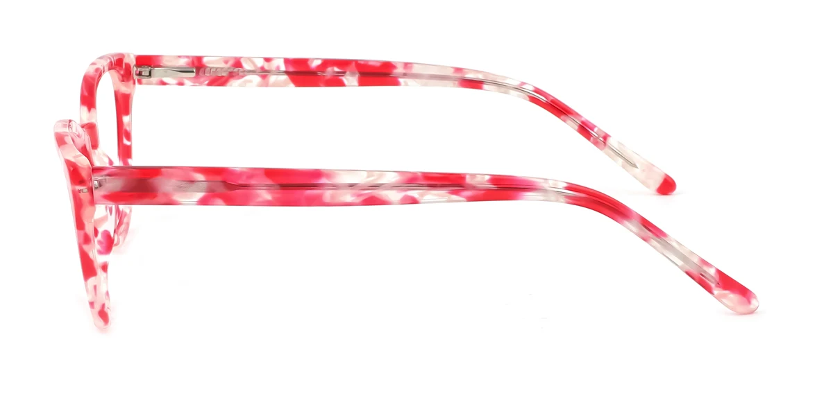Red Cateye Oval Unique Floral Acetate Spring Hinges Eyeglasses | WhereLight