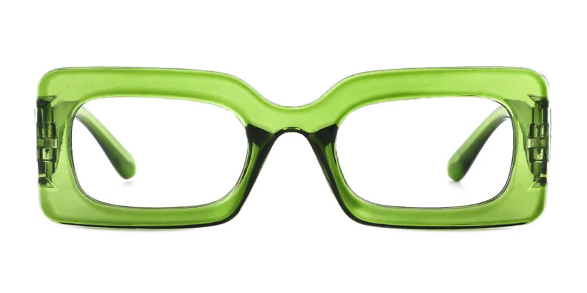 Green Rectangle Unique Custom Engraving Eyeglasses WhereLight