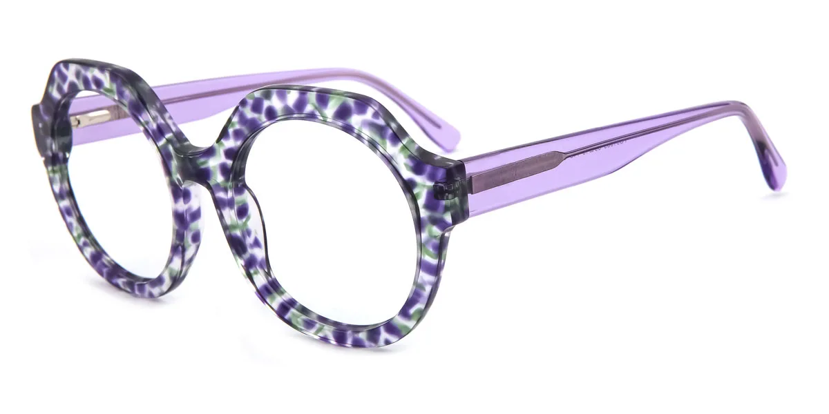 Floral Round Geometric Unique Gorgeous Custom Engraving Eyeglasses | WhereLight