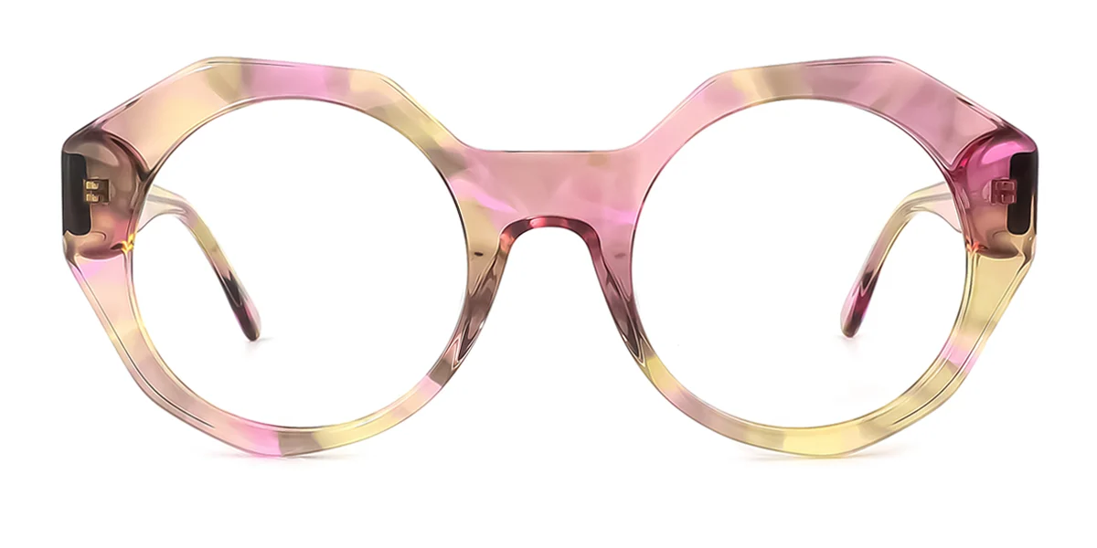 Floral Round Geometric Retro Unique Gorgeous Floral Acetate Spring Hinges Custom Engraving Eyeglasses | WhereLight