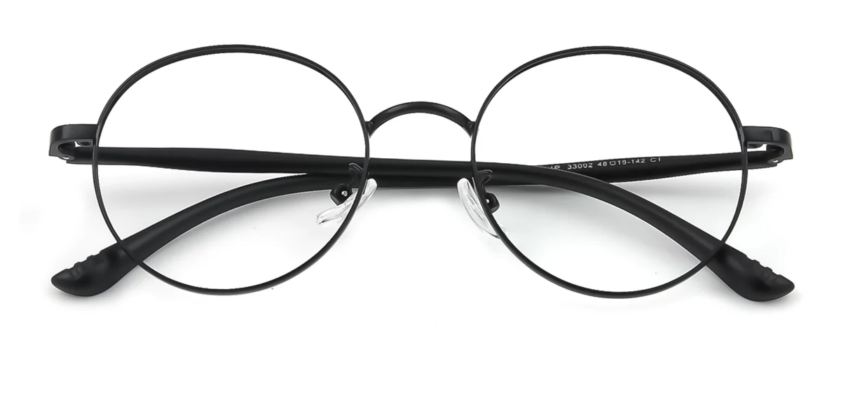 Black Round Simple Classic Retro Super Light Custom Engraving Eyeglasses | WhereLight