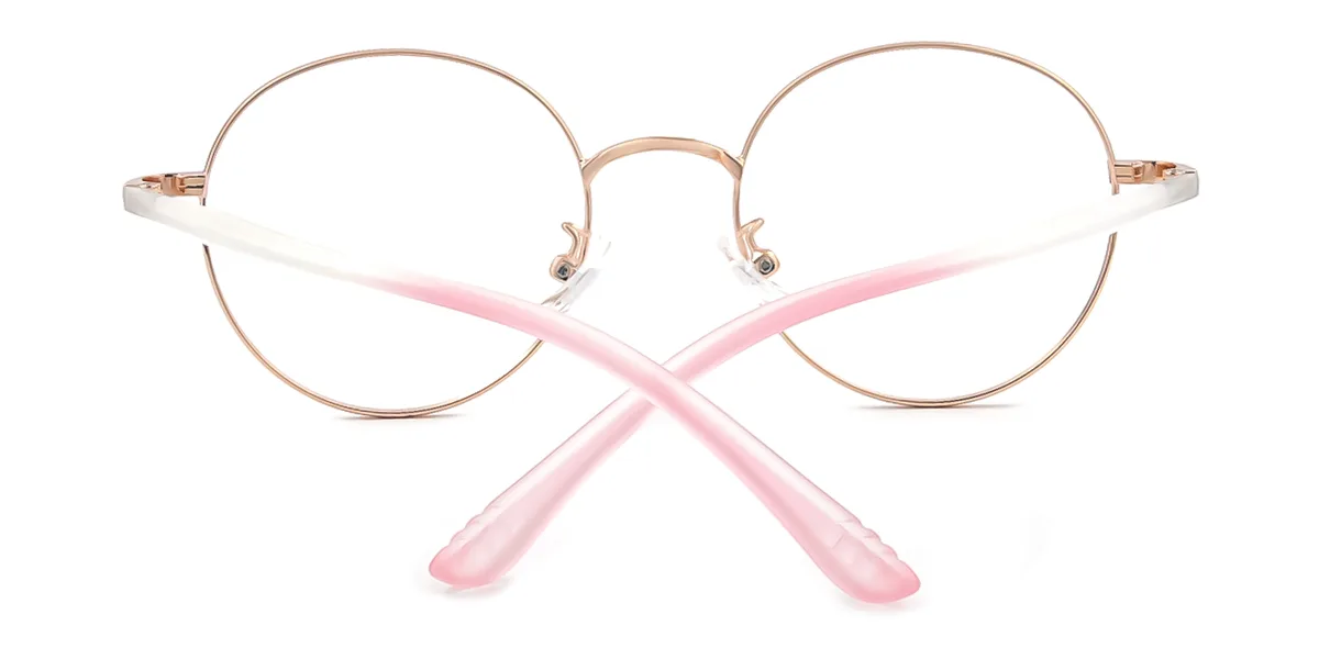 Gold Round Simple Classic Retro Super Light Custom Engraving Eyeglasses | WhereLight