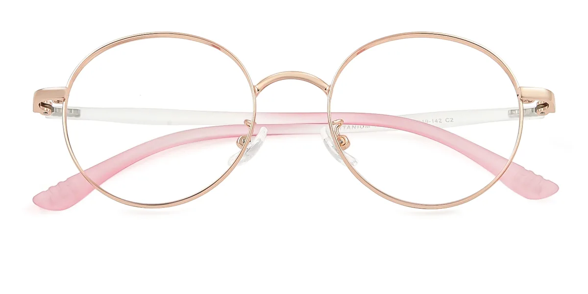 Gold Round Simple Classic Retro Super Light Custom Engraving Eyeglasses | WhereLight