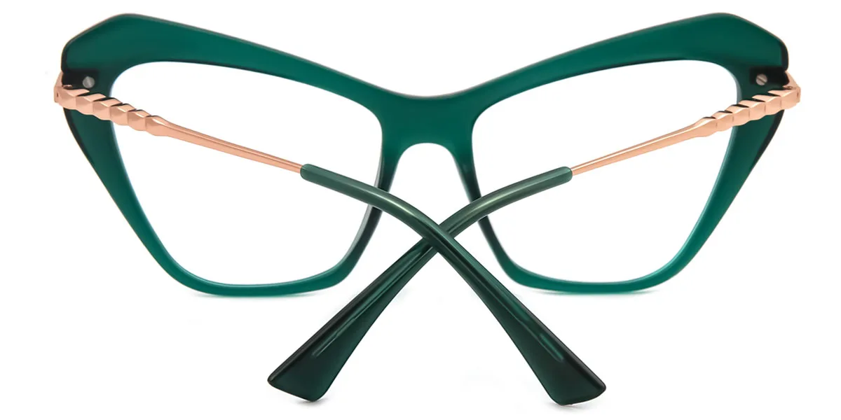 Green Cateye Unique Spring Hinges Eyeglasses | WhereLight