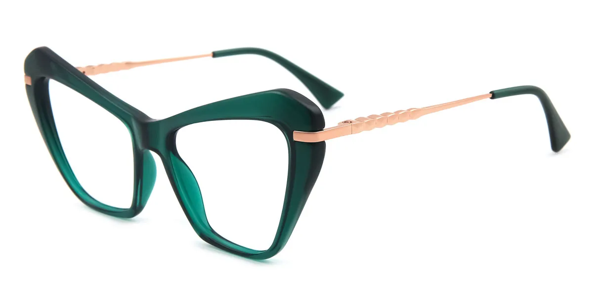 Green Cateye Unique Spring Hinges Eyeglasses | WhereLight