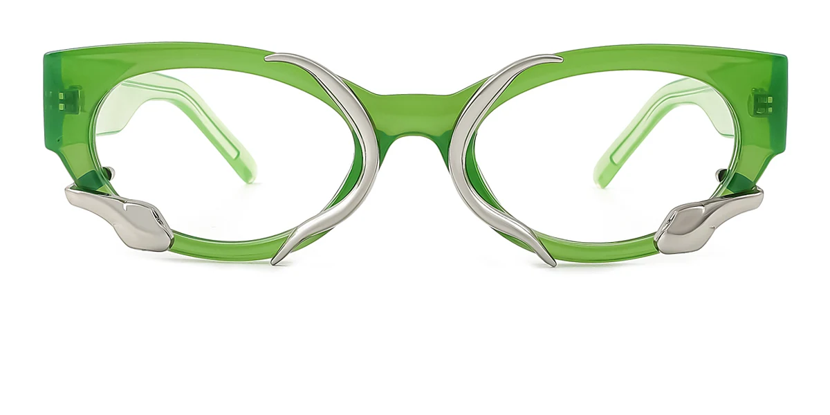 Green Cateye Oval Unique Custom Engraving Eyeglasses WhereLight