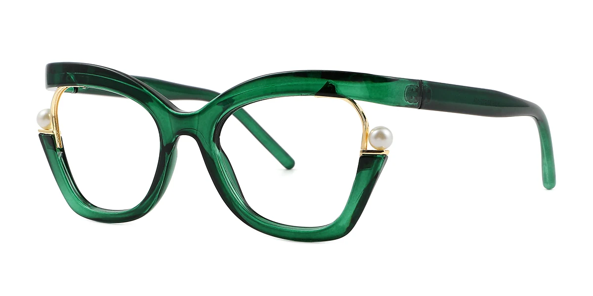 Green Rectangle Retro Unique Custom Engraving Eyeglasses WhereLight