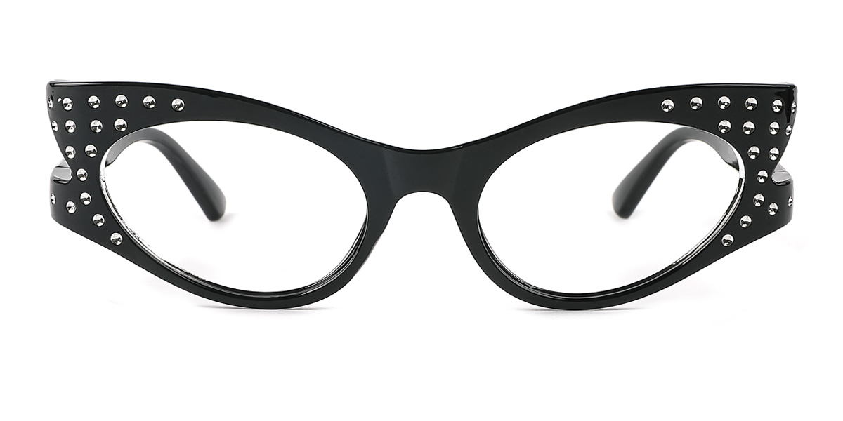 Black Cateye Unique Gorgeous Rhinestone Custom Engraving Eyeglasses ...