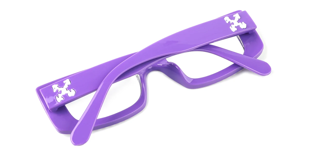 Purple Rectangle Gorgeous Rhinestone Custom Engraving Eyeglasses | WhereLight