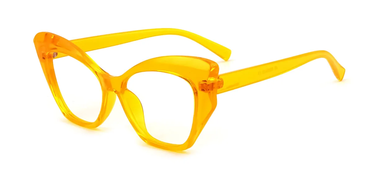 Yellow Cateye Unique Gorgeous Custom Engraving Eyeglasses | WhereLight
