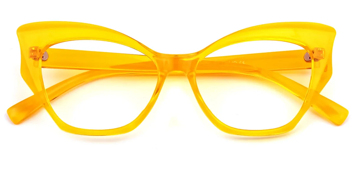 Yellow Cateye Unique Gorgeous Custom Engraving Eyeglasses | WhereLight