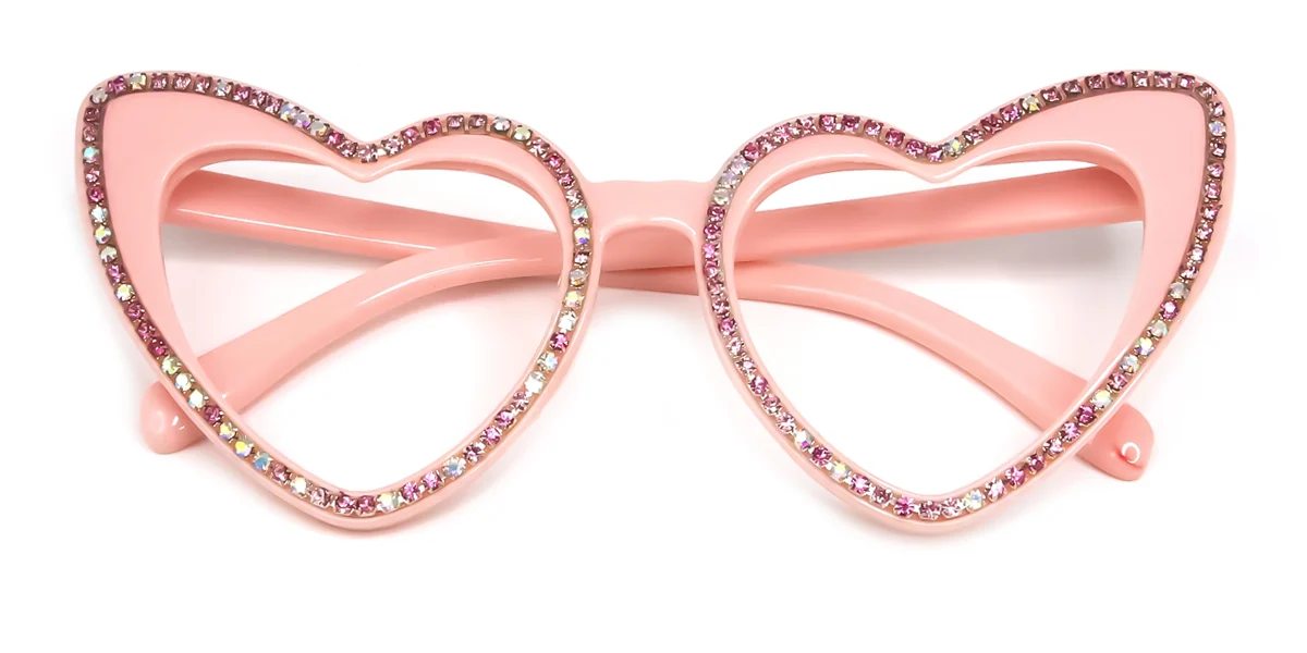 Pink Heart Classic Unique Gorgeous Rhinestone Custom Engraving Eyeglasses | WhereLight