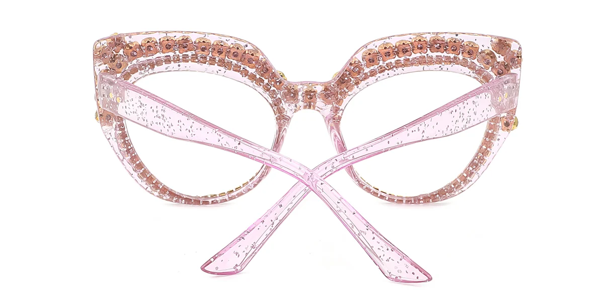 Pink Cateye Oval Unique Gorgeous Rhinestone Custom Engraving Eyeglasses | WhereLight