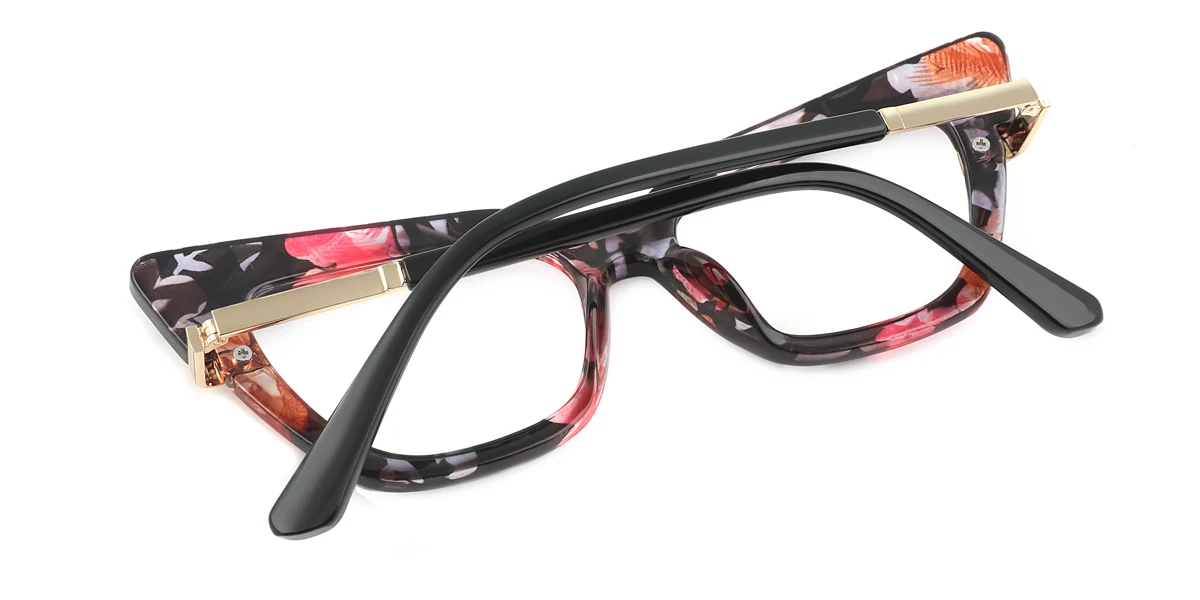 Floral Cateye Rectangle Retro Unique Gorgeous Custom Engraving Eyeglasses | WhereLight