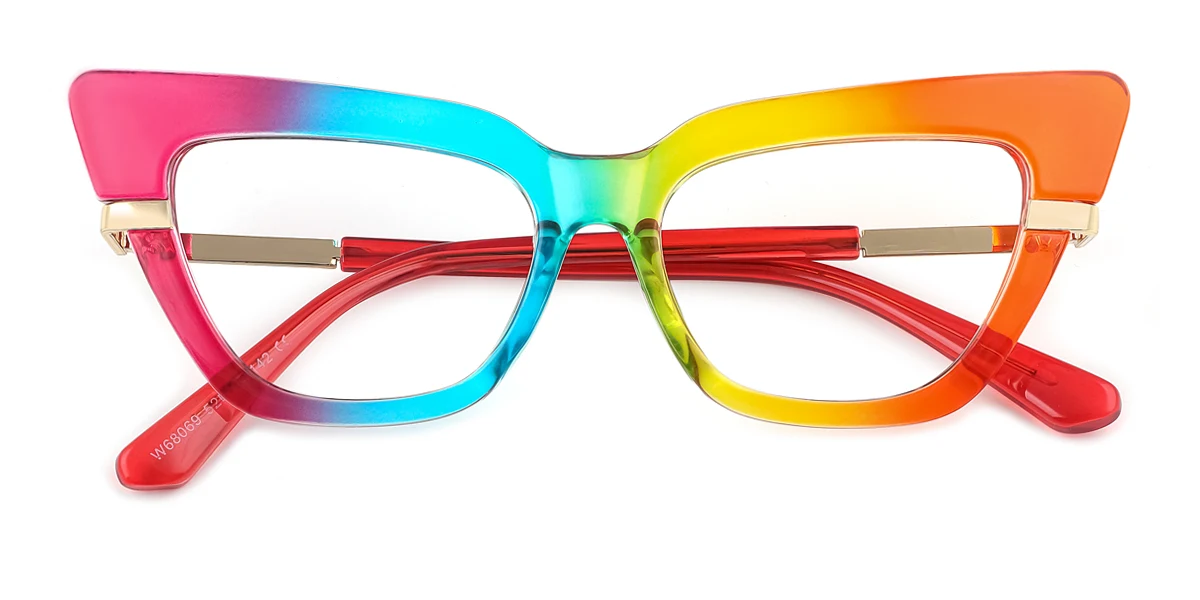 Multicolor Cateye Rectangle Retro Unique Gorgeous Custom Engraving Eyeglasses | WhereLight