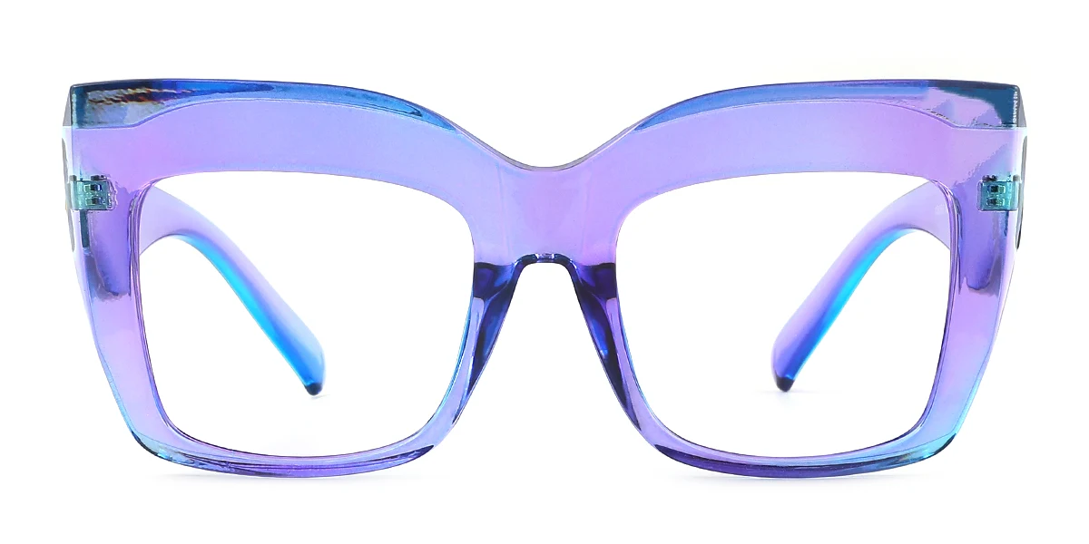 Blue Cateye Rectangle Unique Gorgeous Custom Engraving Eyeglasses Wherelight 8733