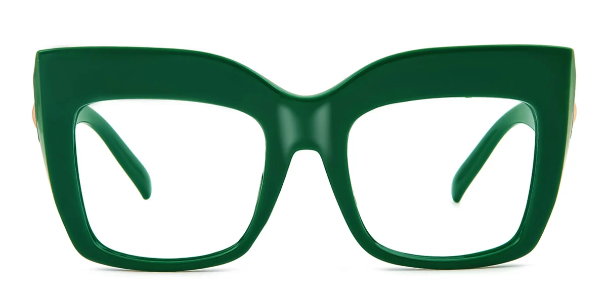 Green Cateye Rectangle Unique Custom Engraving Eyeglasses