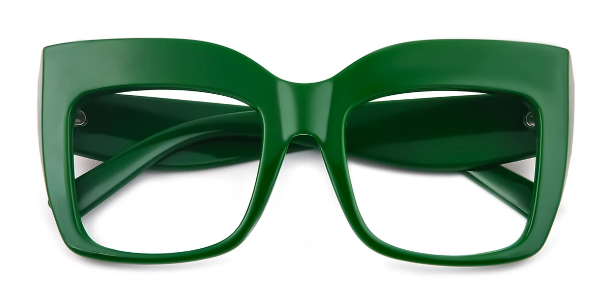 Green Cateye Rectangle Unique Custom Engraving Eyeglasses