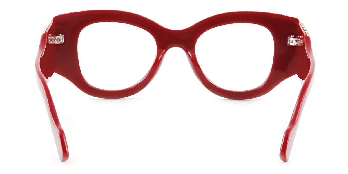 Red Cateye Unique Gorgeous Rhinestone Custom Engraving Eyeglasses | WhereLight