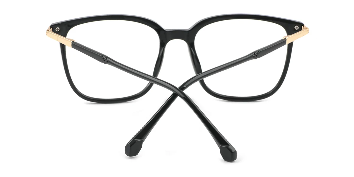 Black Rectangle Simple Classic Retro Super Light Eyeglasses | WhereLight