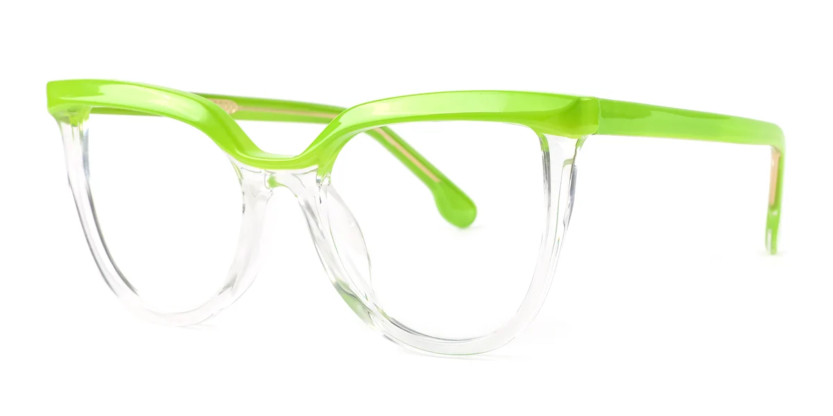 Green Cateye Unique Gorgeous Spring Hinges Custom Engraving Eyeglasses | WhereLight