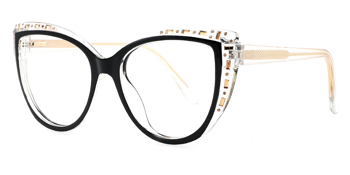 Multicolor Cateye Classic Rhinestone Custom Engraving Eyeglasses | WhereLight