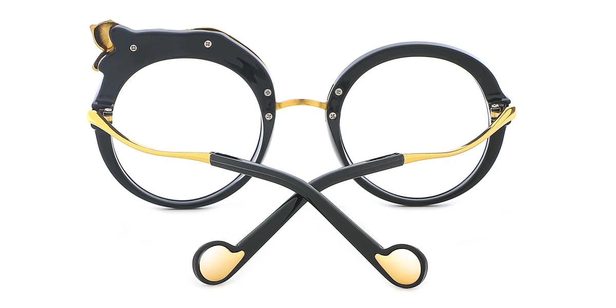 Black Round Oval Unique Gorgeous Rhinestone  Eyeglasses | WhereLight