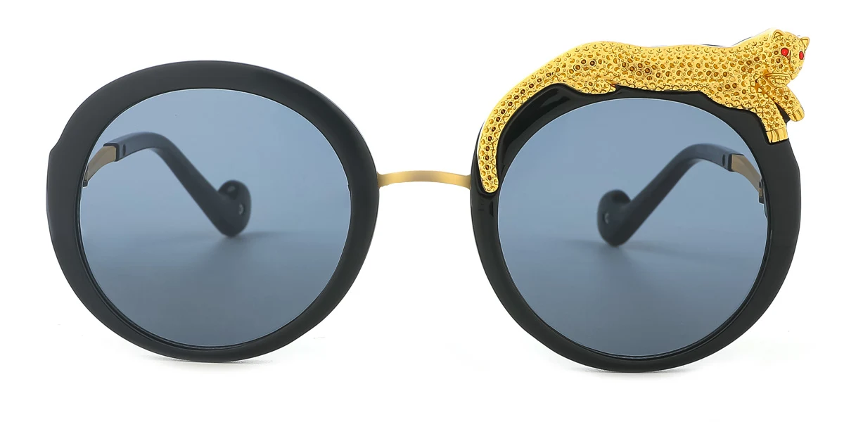Black Round Oval Unique Gorgeous Rhinestone  Eyeglasses | WhereLight