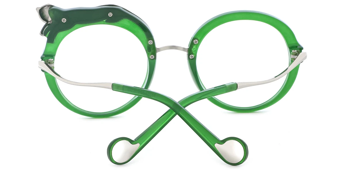 Green Round Oval Unique Gorgeous Rhinestone  Eyeglasses | WhereLight