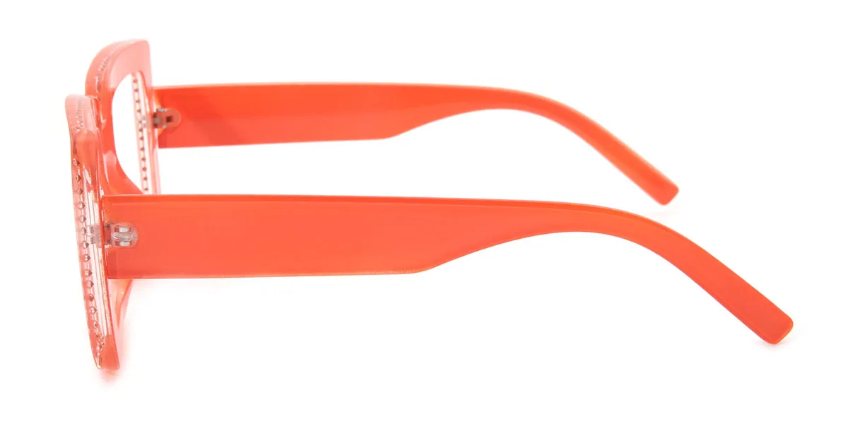 Orange Rectangle Geometric Gorgeous Rhinestone Custom Engraving Eyeglasses | WhereLight