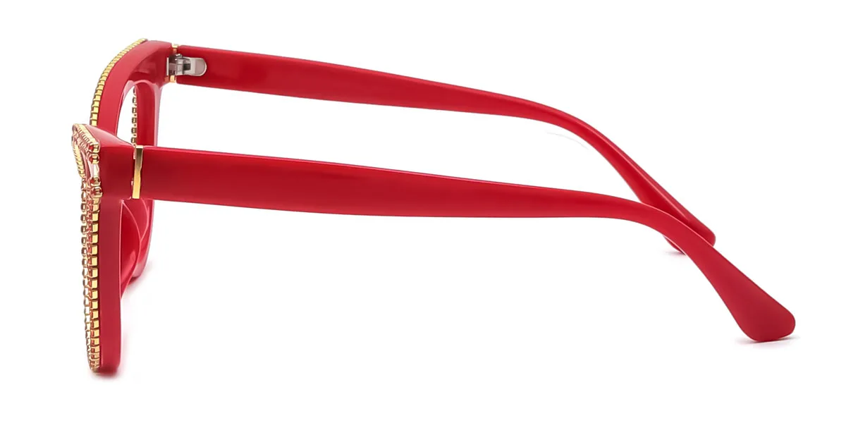 Red Cateye Classic Unique Gorgeous Rhinestone Custom Engraving Eyeglasses | WhereLight